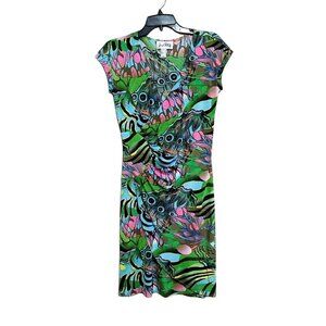 Joseph Ribkoff Women's Wrap Dress Size 6 Multicolored All Over  Print V Neck